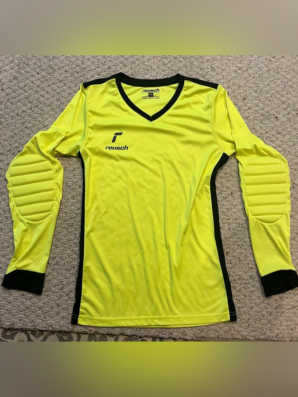 Reusch brand adult size small unisex Neon Yellow Padded Goalkeeper Jersey
